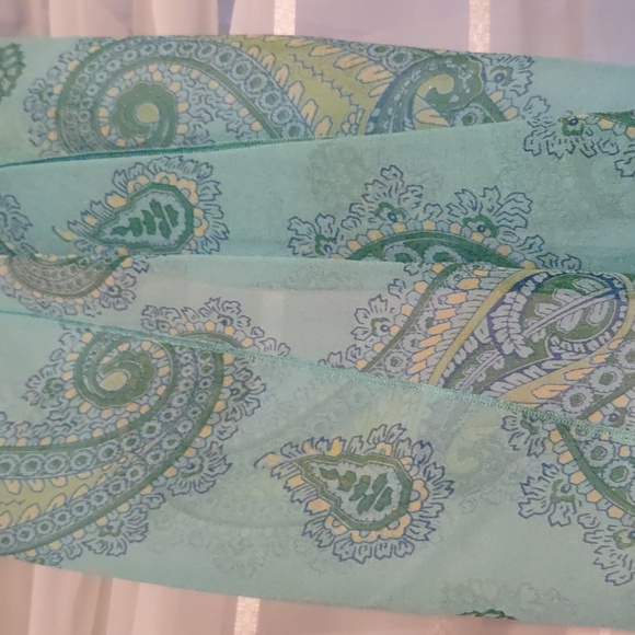 Aqua blue teal Paisley scarf - Picture 5 of 5